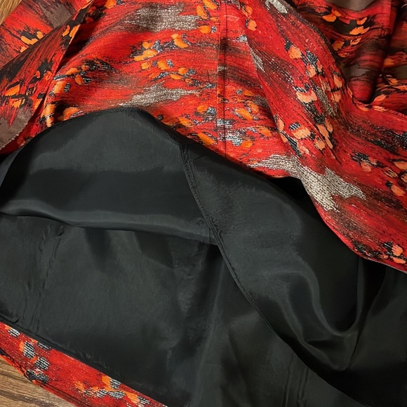 NWOT TIBI SILK mini OPEN BACK high COLLAR halter Multi red brown pleat front 0 - Picture 14 of 16